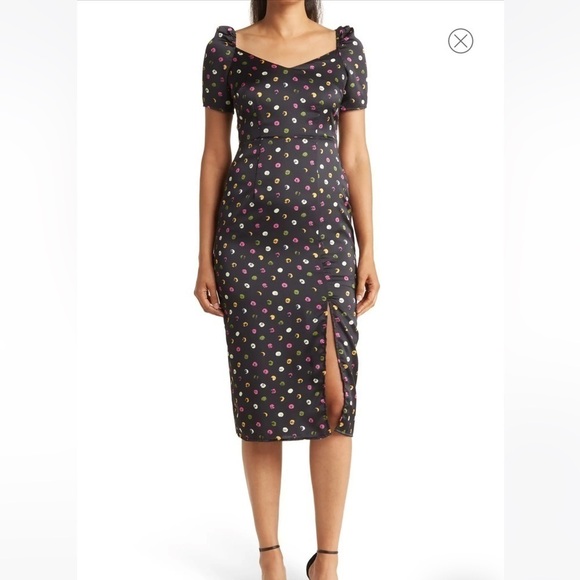 NWT Sam Edelman tossed floral print puff sleeve midi dress size 6 - Picture 1 of 10